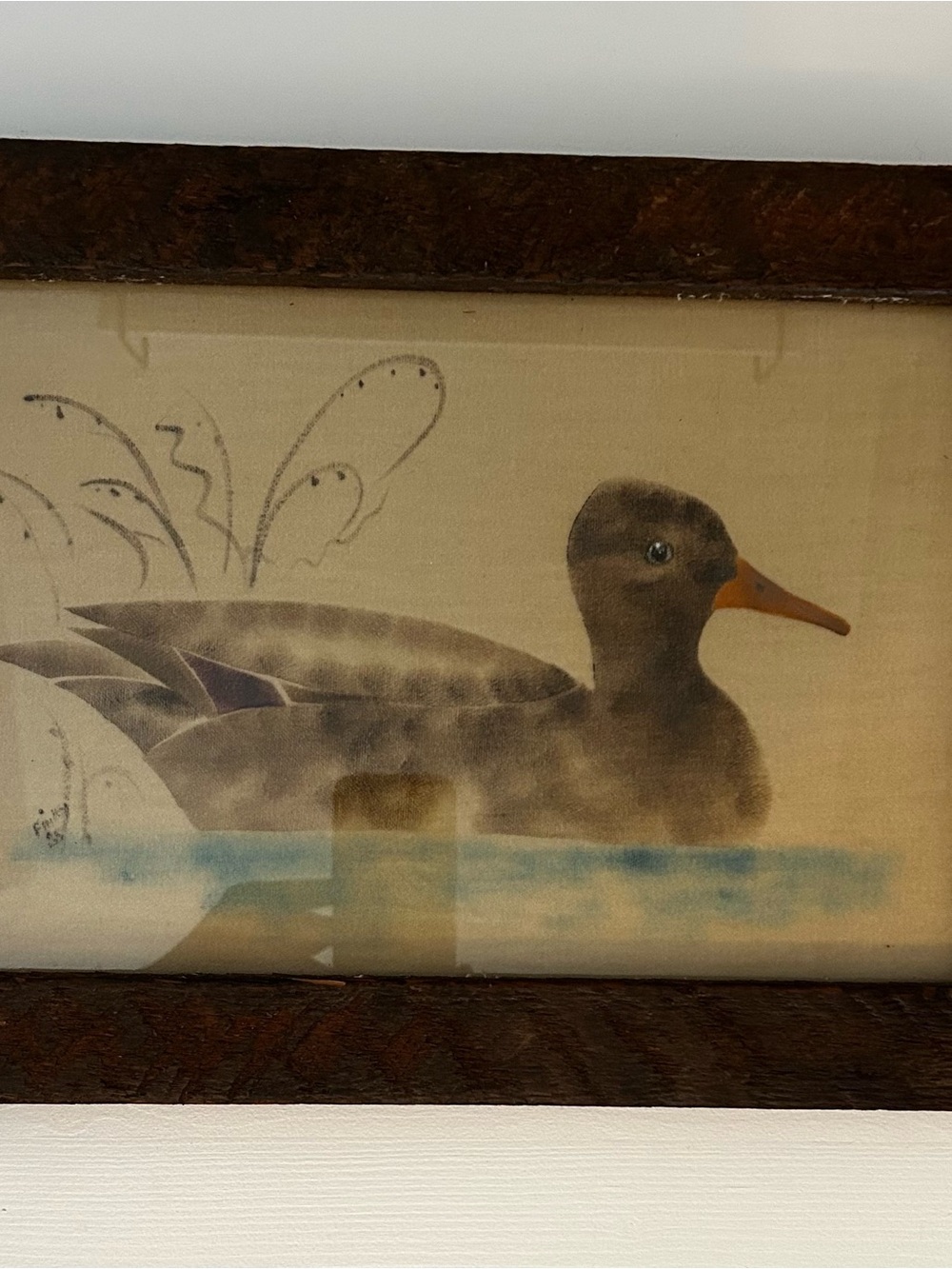 Framed Duck Wall Art Print - Brown & Orange